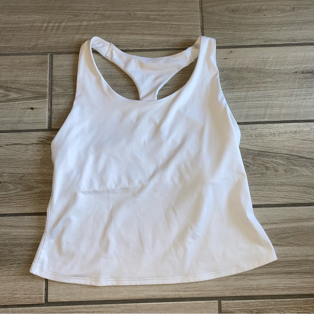 Old Navy White Racerback Tank Top Powersoft